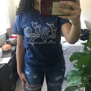 Boho plant navy acid wash Zeta Tau Alpha Tee